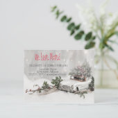 我々は、松の木、車、雪、新しいアドレスを移動した 案内ポストカード (スタンド正面)