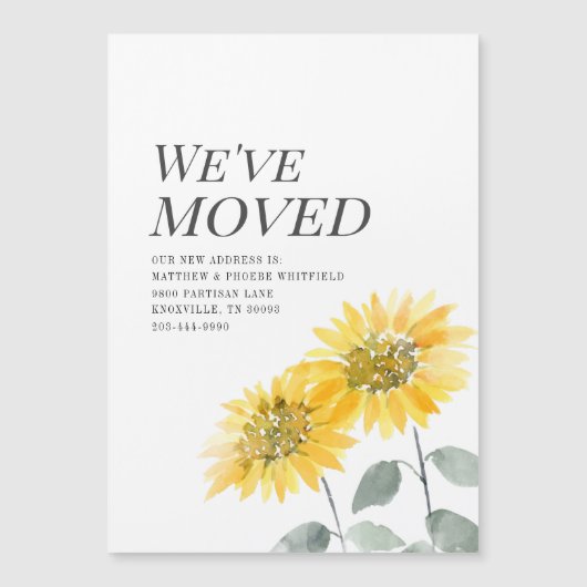 我々は、植物性ひまわり移動発表 マグネット招待状 (正面)