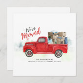 我々は、水の色の赤いトラック移動 案内状 (正面/裏面)