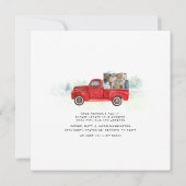 我々は、水の色の赤いトラック移動 案内状 (裏面)