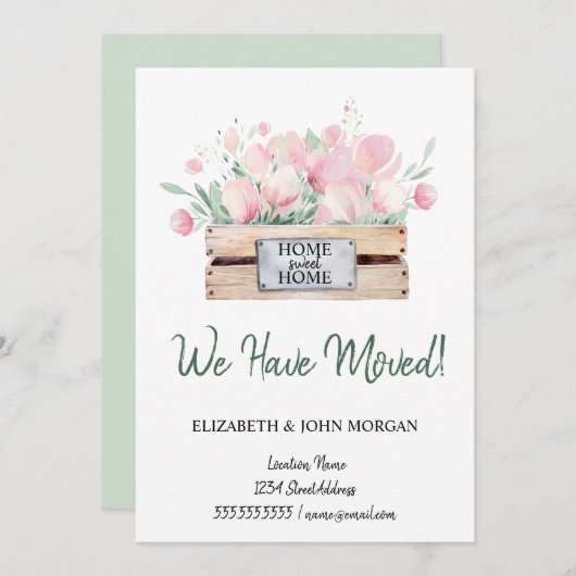 我々は、水色の花の箱を移動して移動した (正面/裏面)