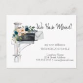 我々は、水色メールボックス青い花を移動した 案内ポストカード (正面)