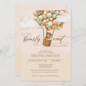 我々は、熱気球の赤ちゃんシャワーを待つことができる 招待状 (正面/裏面)