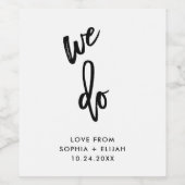 我々は |白黒のスクリプ結婚ト ワインラベル (シングルラベル)