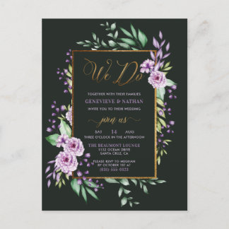 我々は|紫スタイリッシュの水結婚色 インビテーションポストカード
