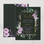 我々は|紫スタイリッシュの水結婚色 インビテーションポストカード (正面/裏面)