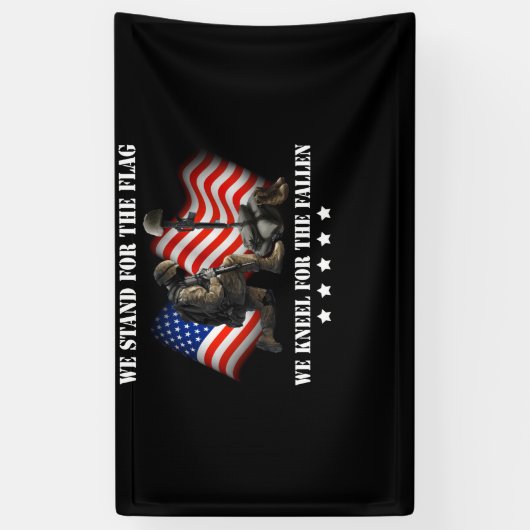 我々は、膝を曲げる旗のために立落ちたつ 横断幕 (縦)