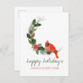 我々は、赤い(鳥)ショウジョウコウカンチョウの鳥ホリーベリー移動した 案内ポストカード (正面/裏面)