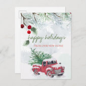 我々は、赤トラック、松の木の枝の雪を移動した 案内ポストカード (正面/裏面)