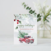 我々は、赤トラック、松の木の枝の雪を移動した 案内ポストカード (スタンド正面)