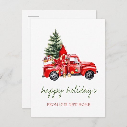 我々は、赤トラック、松の木の格言休日を移動した 案内ポストカード (正面/裏面)