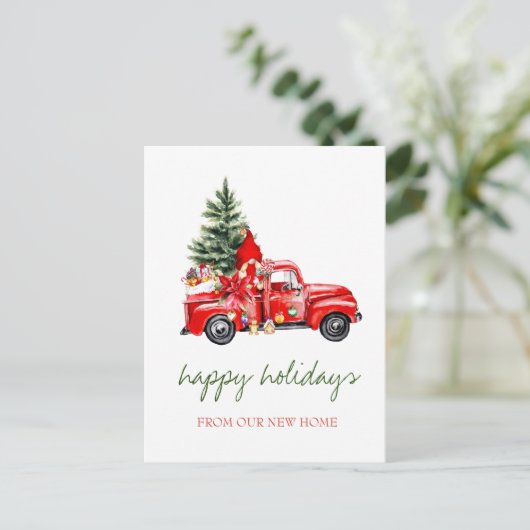 我々は、赤トラック、松の木の格言休日を移動した 案内ポストカード (スタンド正面)