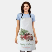 我々は、赤トラック、松の木の雪の休日を移動した エプロン (着用した状態)