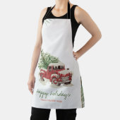 我々は、赤トラック、松の木の雪の休日を移動した エプロン (インサイチュ)