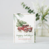 我々は、赤トラック、松の木の雪の休日を移動した 案内ポストカード (スタンド正面)