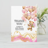 我々は、赤面ピンクと金ゴールド抽象芸術を待つことができる サンキューカード (スタンド正面)