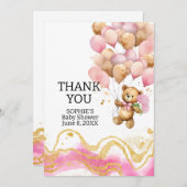 我々は、赤面ピンクと金ゴールド抽象芸術を待つことができる サンキューカード (正面/裏面)