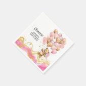 我々は、赤面ピンクと金ゴールド抽象芸術を待つことができる スタンダードカクテルナプキン (角)