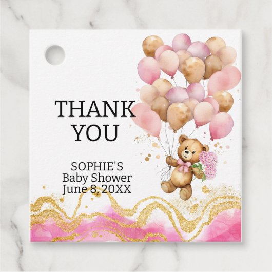 我々は、赤面ピンクと金ゴールド抽象芸術を待つことができる フェイバータグ (正面)