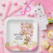 我々は、赤面ピンクと金ゴールド抽象芸術を待つことができる ペーパープレート (パーティー)