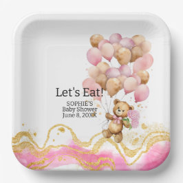 我々は、赤面ピンクと金ゴールド抽象芸術を待つことができる ペーパープレート