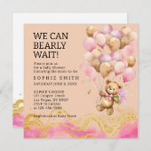 我々は、赤面ピンクと金ゴールド抽象芸術を待つことができる 招待状 (正面/裏面)