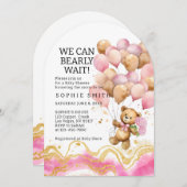 我々は、赤面ピンクと金ゴールド抽象芸術を待つことができる 招待状 (正面/裏面)