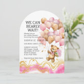 我々は、赤面ピンクと金ゴールド抽象芸術を待つことができる 招待状 (スタンド正面)