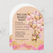 我々は、赤面ピンクと金ゴールド抽象芸術を待つことができる 招待状 (正面/裏面)