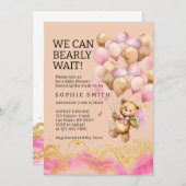 我々は、赤面ピンクと金ゴールド抽象芸術を待つことができる 招待状 (正面/裏面)