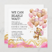 我々は、赤面ピンクと金ゴールド抽象芸術を待つことができる 招待状 (正面/裏面)