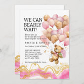 我々は、赤面ピンクと金ゴールド抽象芸術を待つことができる 招待状 (正面/裏面)