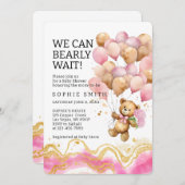 我々は、赤面ピンクと金ゴールド抽象芸術を待つことができる 招待状 (正面/裏面)