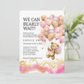 我々は、赤面ピンクと金ゴールド抽象芸術を待つことができる 招待状 (スタンド正面)