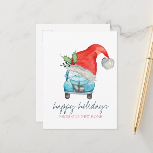 我々は、車のサンタハット移動した 案内ポストカード (正面/裏面インサイチュ)