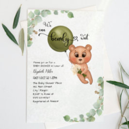 我々は（辛うじて）待つことができるテディベア赤ちゃんシャワー 招待状