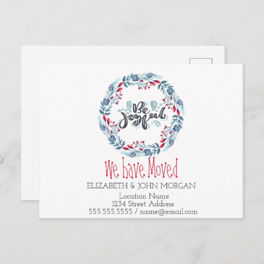 我々は、青いリース、喜んで移動した 案内ポストカード (正面/裏面)