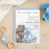 我々は、青い男の子の服の水色を待つことができる 招待状