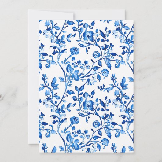 我々は、青と白の赤ちゃんシャワーを待つエレガントことができる 招待状 (裏面)