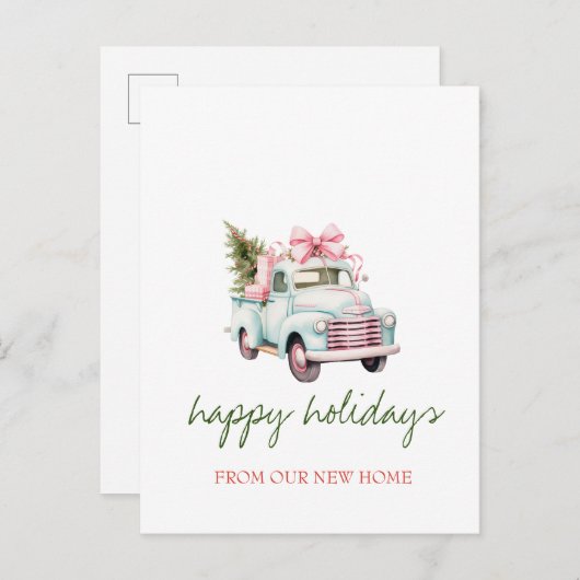 我々は、青トラック、松の木の休日を移動した 案内ポストカード (正面/裏面)