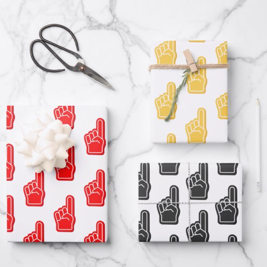 我々は#1!フォームフィンガーファンクラブチームスピリットおもしろい ラッピングペーパーシート (正面)
