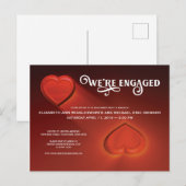 我々は、2つの婚約したハートレッドパーティの招待状 インビテーションポストカード (正面/裏面)