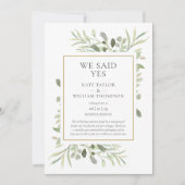 我々は、Yesの駆結婚落の発表を述べた 招待状 (正面)