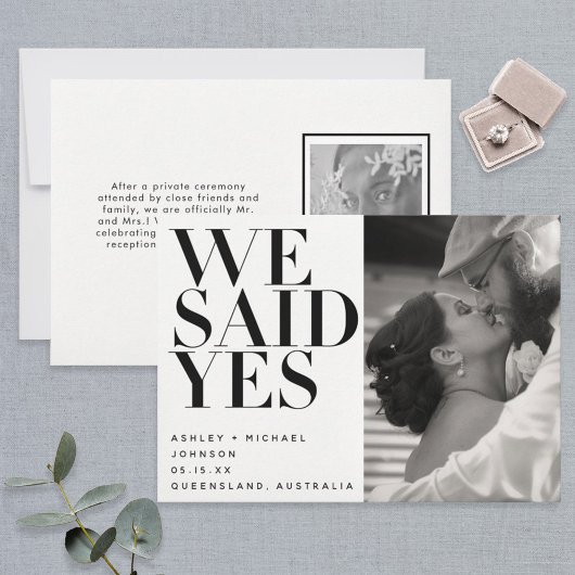 我々は、Yes白黒写真結婚の発表を述べた 招待状