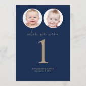 我々はAge Photos Tableだった時結婚海軍の金ゴールド 招待状 (裏面)