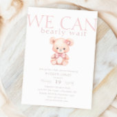 我々はbearlyピンクの女の子のベビーベイビーシャワーを持つ 招待状