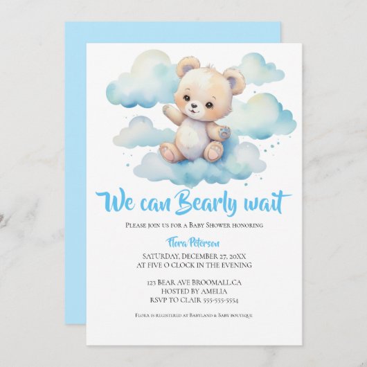 我々はBearly待ちウッドランドベビー熊シャワー 招待状 (正面/裏面)