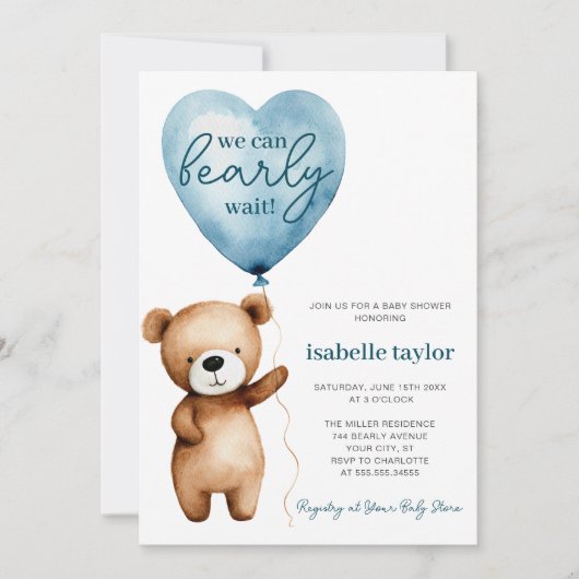 我々はBearly待ち少年ベイビーシャワー招待状 招待状 (正面)