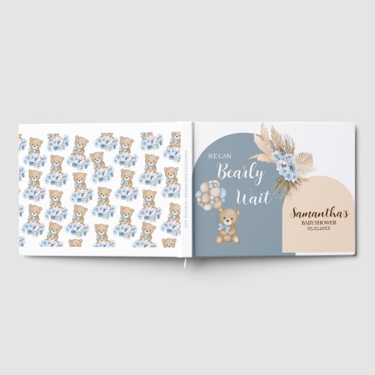 我々はBearly待ち男の子のシャワーのゲストブック ゲストブック (全面)