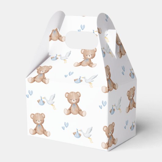 我々はBEARLY待ち男の子のシャワー青い水色 フェイバーボックス (裏面サイド)